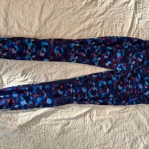 Athleta Multicolor Geometric Leggings Rubbing Yoga Fitness Exercise GUC Size S